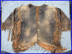 Old Vintage Native American Style Buckskin Leather HAND MADE War Shirt