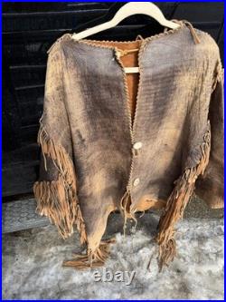 Old Vintage Native American Style Buckskin Leather HAND MADE War Shirt