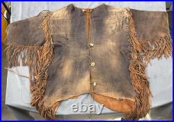 Old Vintage Native American Style Buckskin Leather HAND MADE War Shirt