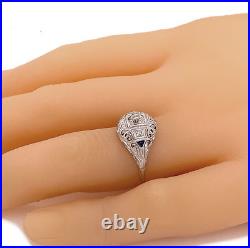 Old Vintage Style Brilliant Cut Lab-Created Diamond 935 Silver Party Women Ring