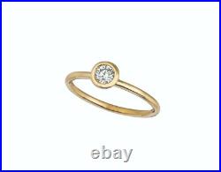 Old Vintage Style Round Brilliant Cut Moissanite & 10K Yellow Gold Simple Ring