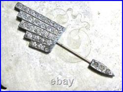 Old Vintage Type Art Deco Style Old Cut CZ In 925 Solid Silver Men's Lapel Pin
