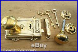 Old Vintage Victorian Style Solid Brass Davenport Lock Knob Set