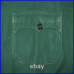 Old Vtg 1950s Dark Green Denim Prison Jacket With Missouri Dept Corrections Patch
