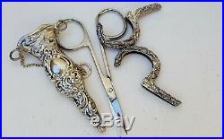 Old Vtg Antique Style REO 925 Fine Sterling Silver Chatelaine Sheath with Scissors