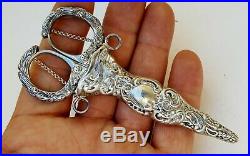 Old Vtg Antique Style REO 925 Fine Sterling Silver Chatelaine Sheath with Scissors
