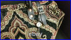 Old West Style Carpet Bag Leather Handles Drs Travel Satchel Tapestry Purse New