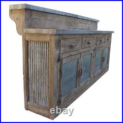 Old Wood Vintage Style Home Bar With Galvanized Stamped Tin Panels
