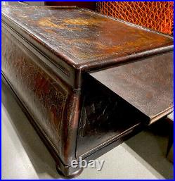 Old World with Vintage Italian Leather Style Bombay Coffee Table