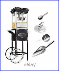 Olde Midway Vintage Style Popcorn Machine Maker Popper with Cart and 8-Ounce Ket
