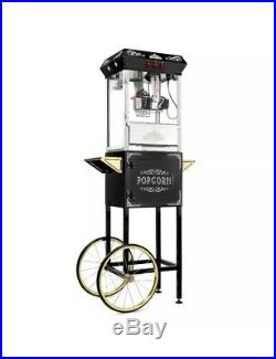 Olde Midway Vintage Style Popcorn Machine Maker Popper with Cart and 8-Ounce Ket