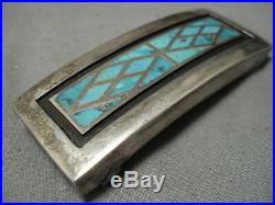 Opulent Vintage Zuni Turquoise Dishta Style Sterling Silver Buckle Old