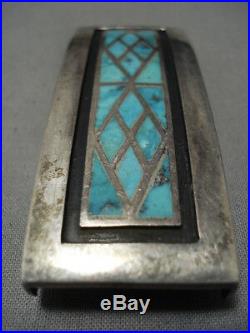 Opulent Vintage Zuni Turquoise Dishta Style Sterling Silver Buckle Old
