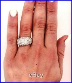 Original Art Deco Bombe Style Ring With Old Mine Cut Diamonds Platinum