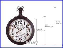 Oversized Wall Clock Vintage Old World Style Farmhouse Country Wood Round 32.7H