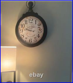 Oversized Wall Clock Vintage Old World Style Farmhouse Country Wood Round 32.7H