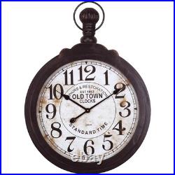 Oversized Wall Clock Vintage Old World Style Farmhouse Country Wood Round 32.7H