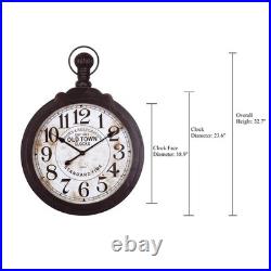 Oversized Wall Clock Vintage Old World Style Farmhouse Country Wood Round 32.7H