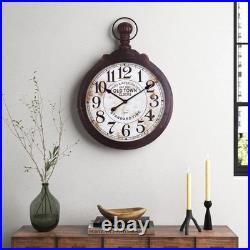 Oversized Wall Clock Vintage Old World Style Farmhouse Country Wood Round 32.7H