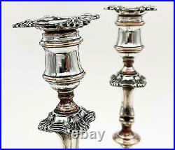 PAIR WILLIAM IV OLD SHEFFIELD PLATE CANDLESTICKS c1835 9 Inches Mid-18thC Style