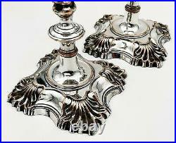 PAIR WILLIAM IV OLD SHEFFIELD PLATE CANDLESTICKS c1835 9 Inches Mid-18thC Style