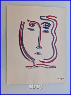 Painting Oil Abstract. Painting Vintage Old Style Picasso. Figure