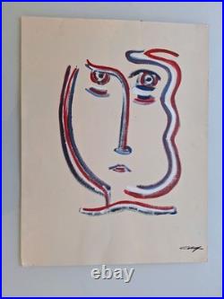 Painting Oil Abstract. Painting Vintage Old Style Picasso. Figure