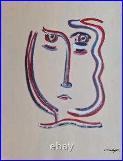 Painting Oil Abstract. Painting Vintage Old Style Picasso. Figure