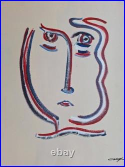 Painting Oil Abstract. Painting Vintage Old Style Picasso. Figure