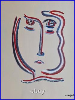 Painting Oil Abstract. Painting Vintage Old Style Picasso. Figure