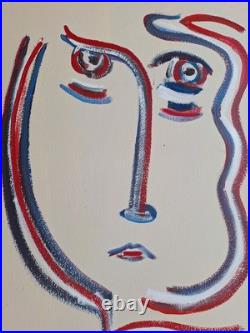Painting Oil Abstract. Painting Vintage Old Style Picasso. Figure