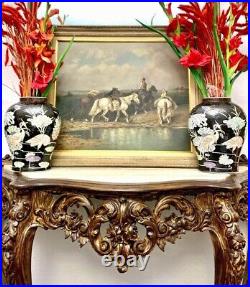 Painting Traveler with Horses Old World Style Vintage Art Oil on Canvas Signed