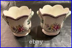 Pair Vintage French Faience Cache Pots -Floral Jardiniere Old Strasbourg Style
