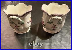 Pair Vintage French Faience Cache Pots -Floral Jardiniere Old Strasbourg Style