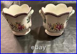 Pair Vintage French Faience Cache Pots -Floral Jardiniere Old Strasbourg Style
