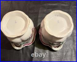 Pair Vintage French Faience Cache Pots -Floral Jardiniere Old Strasbourg Style
