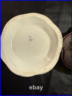 Pair Vintage French Faience Cache Pots -Floral Jardiniere Old Strasbourg Style