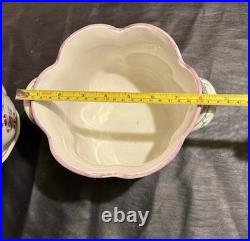 Pair Vintage French Faience Cache Pots -Floral Jardiniere Old Strasbourg Style