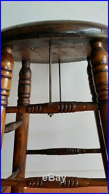 Pair of Classic Old World Style Wood Bar Stools Good Condition