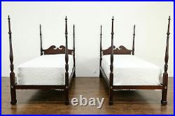 Pair of Vintage Georgian Style Mahogany Poster Twin Beds, Old Colony #34562