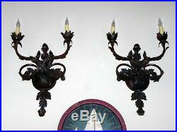 Pair of Vintage Old World Styled Iron Light Sconces
