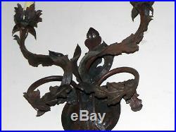 Pair of Vintage Old World Styled Iron Light Sconces