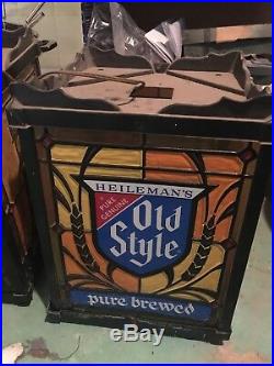 Pair of vintage light up Old Style Beer hanging signs