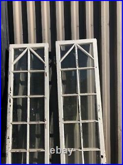 Pair vintage French doors unique mission Tudor style 75.5 x 16 x 1.5 old glass