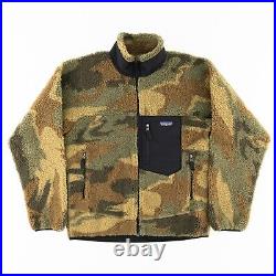 Patagonia Mens Medium Classic Retro-X Jacket Deep Pile Fleece Camo Kansas Sky