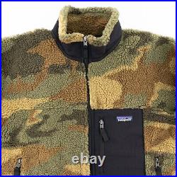 Patagonia Mens Medium Classic Retro-X Jacket Deep Pile Fleece Camo Kansas Sky