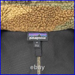 Patagonia Mens Medium Classic Retro-X Jacket Deep Pile Fleece Camo Kansas Sky