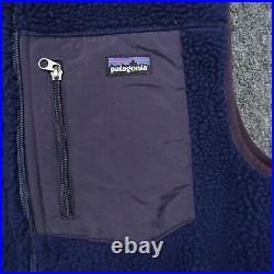 Patagonia Vest Mens Medium Blue Classic Retro-X Full Zip Pockets Deep Pile