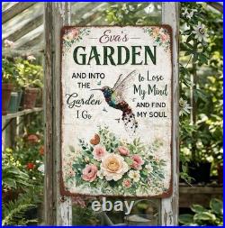 Personalized Vintage Garden Retro Metal Sign Old Fashioned Wall Decor Gift