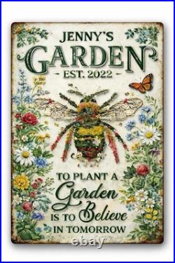 Personalized Vintage Garden Retro Metal Sign Old Fashioned Wall Decor Gift